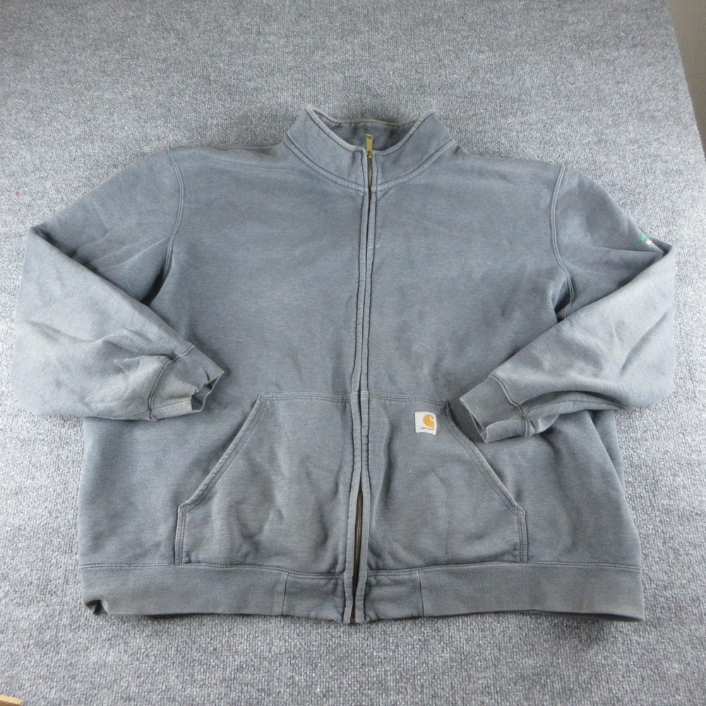 Carhartt Sweatshirt Mens 4XL Gray Full Zip Mock Neck Fleece Workwear 102274 - Picture 1 of 14